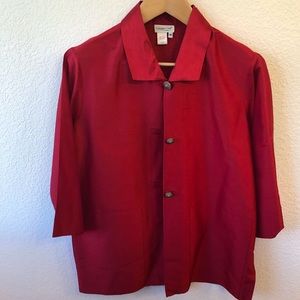 Red silk blouse